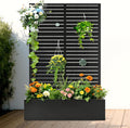 47in Metal Raised Garden Bed with Trellis - Black Louvered Planter