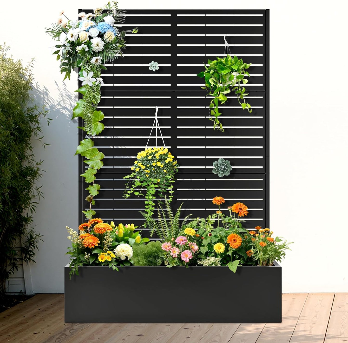 FENCY Metal Raised Garden Bed with Trellis for Climbing Plants