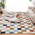 Super Soft Rug for Bedroom 4x6 Ft Rainbow Checkered - Fluffy Comfort