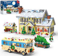 Snow Village Building Set 4-in-1 Christmas Holiday House & Vehicles