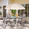 Vongrasig Folding Patio Dining Set with Umbrella for Outdoor Use
