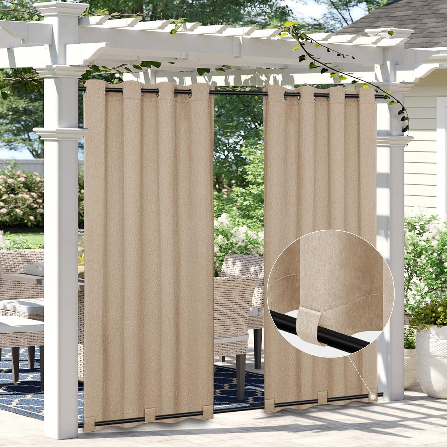Easy-Going Linen Look Outdoor Curtains for Privacy and Style
