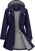 Rain Jacket Women Lightweight Hooded Trench Coat - Waterproof Fit