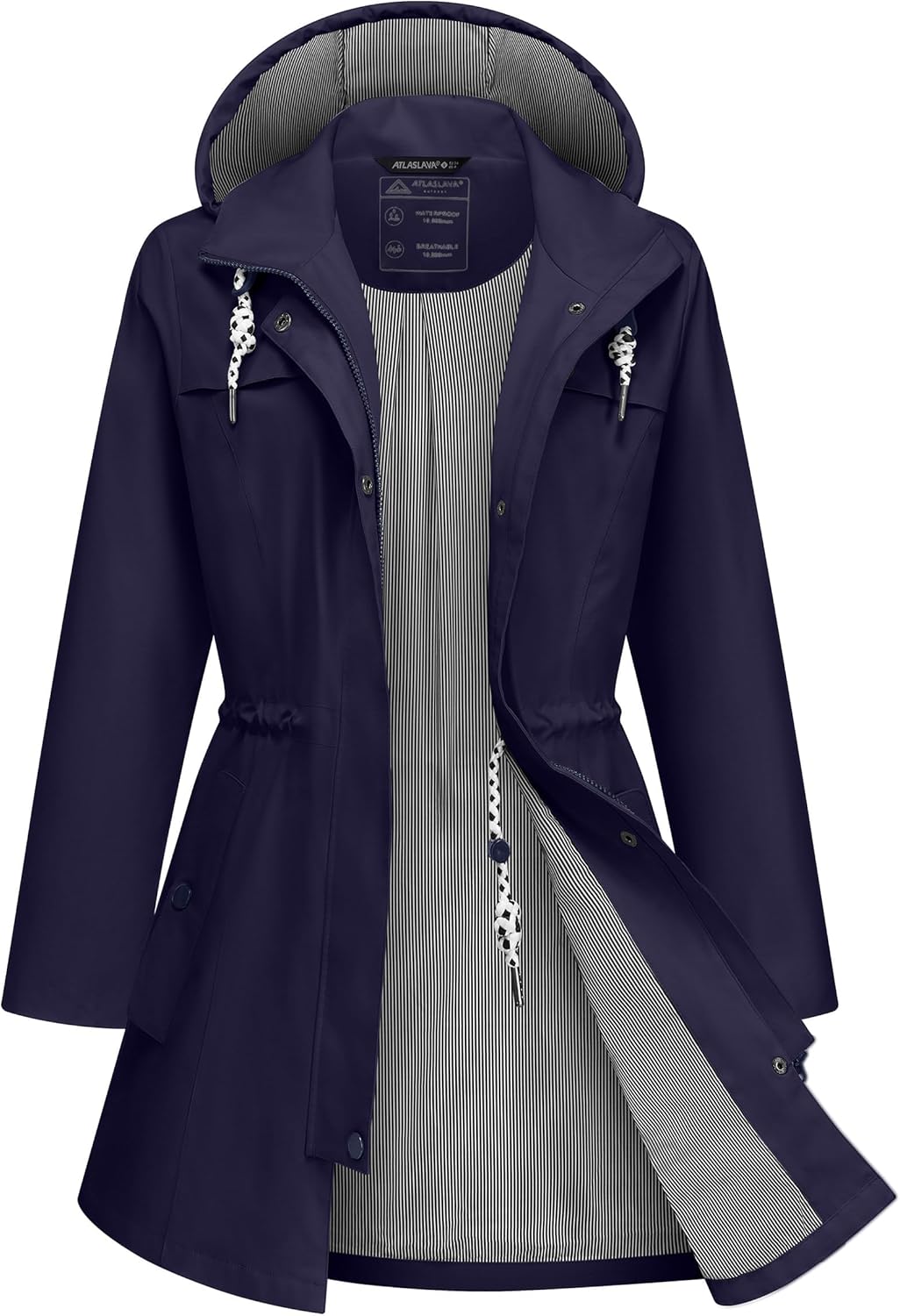 Waterproof Long Lightweight Rain Jacket for Women Outdoor Use