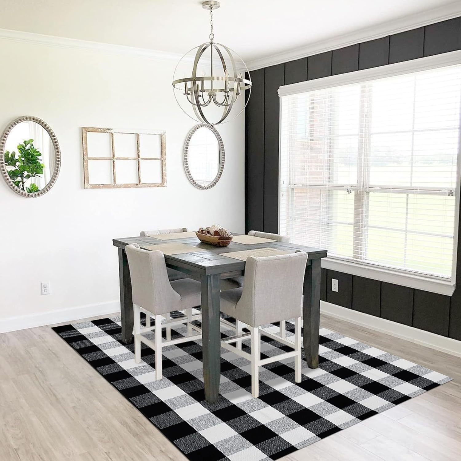 SEEKSEE Cotton Buffalo Plaid Rug 4ftx6ft for Stylish Home Decor