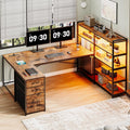 Sedeta L Shaped Desk with Storage Shelves - Reversible U Desk