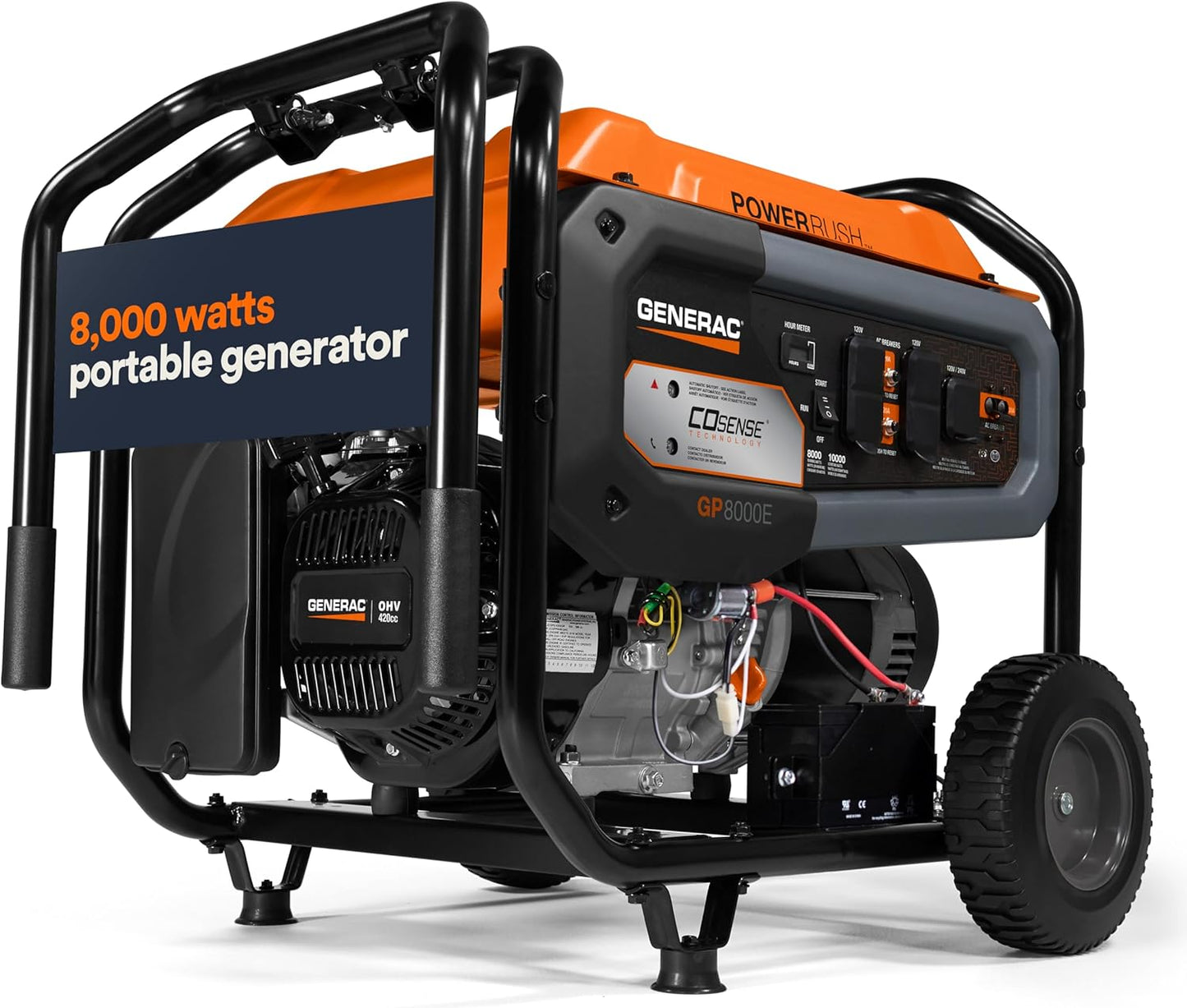 Generac 10,000/8,000-Watt Portable Gas Generator for Home Use