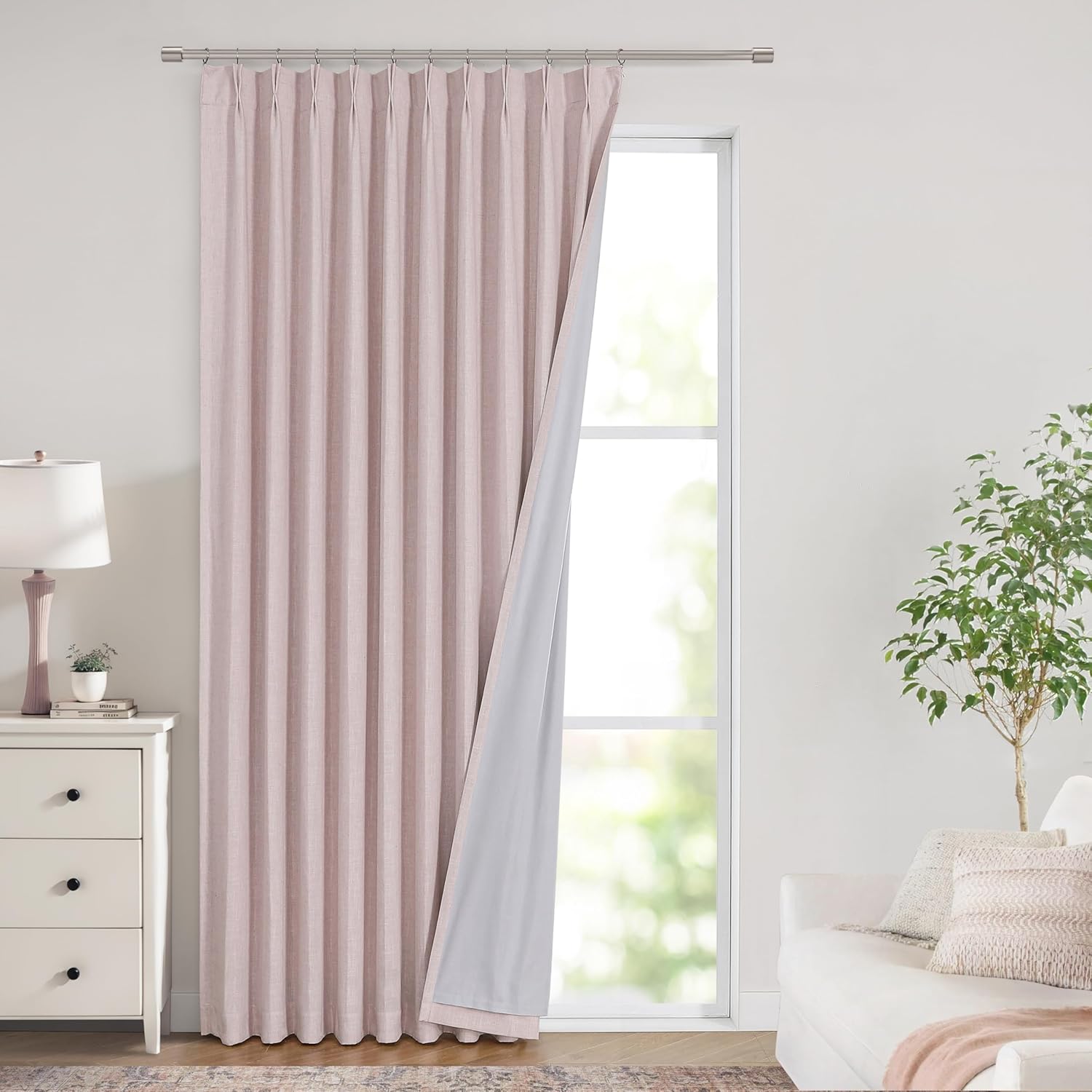 Soft Pink Pinch Pleated Blackout Curtains for Elegant Spaces