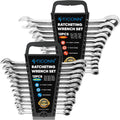 TICONN 24PCS Ratcheting Wrench Set with Organizer Rack - Slim Profile