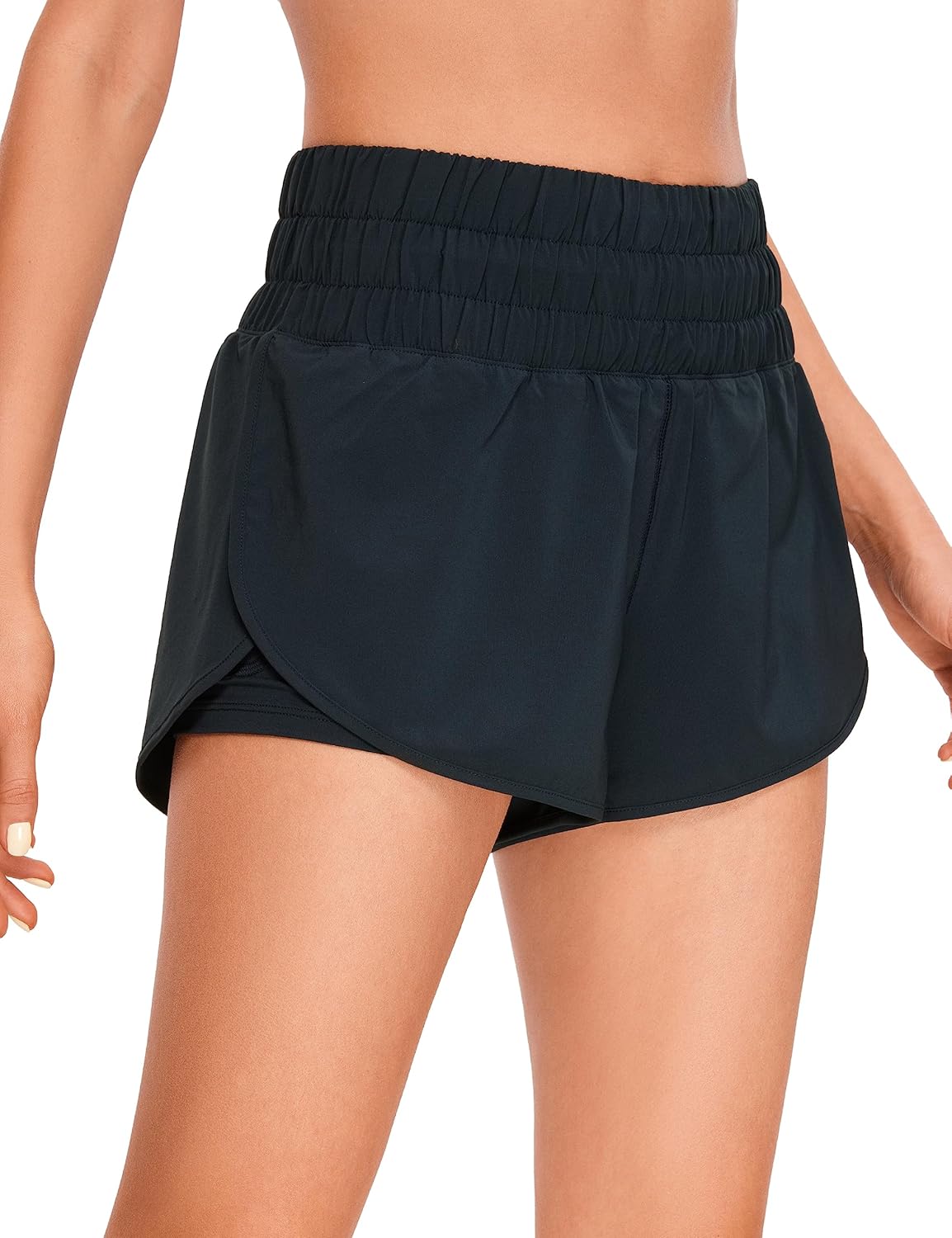 CRZ YOGA High Waisted Running Shorts for Women - 3in Split Fit