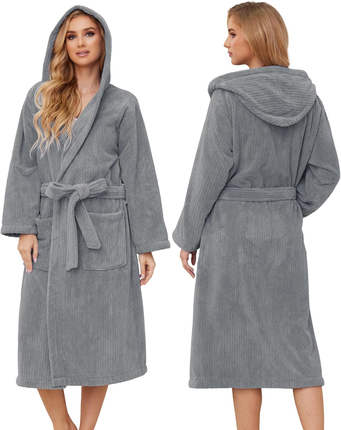 Hooded Bathrobes for Women - Soft Long Towel Robes Quick Dry