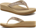 Womens Dressy Rhinestone Platform Flip Flops - Arch Support Comfort