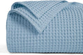 King Size Cotton Waffle Weave Blanket Dusty Blue - Lightweight