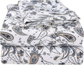 Grey Paisley Printed Queen Sheet Set - Soft Microfiber Comfort