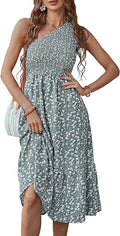 KIRUNDO Women One Shoulder Sleeveless Maxi Dresses for Beach