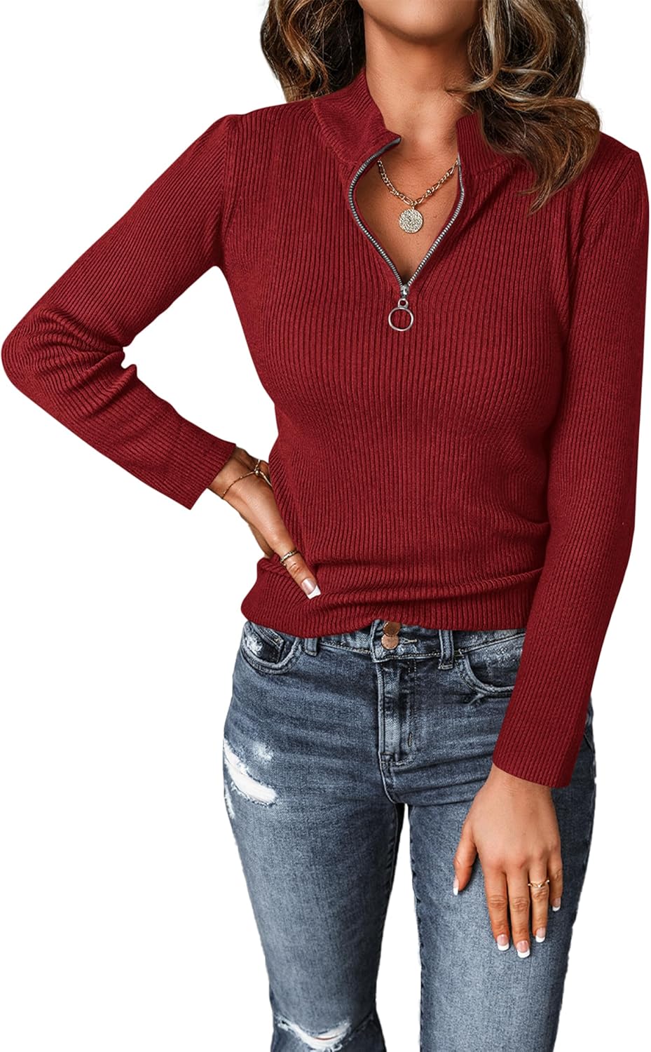 PRETTYGARDEN Fall Quarter Zip Pullover Sweaters for Women