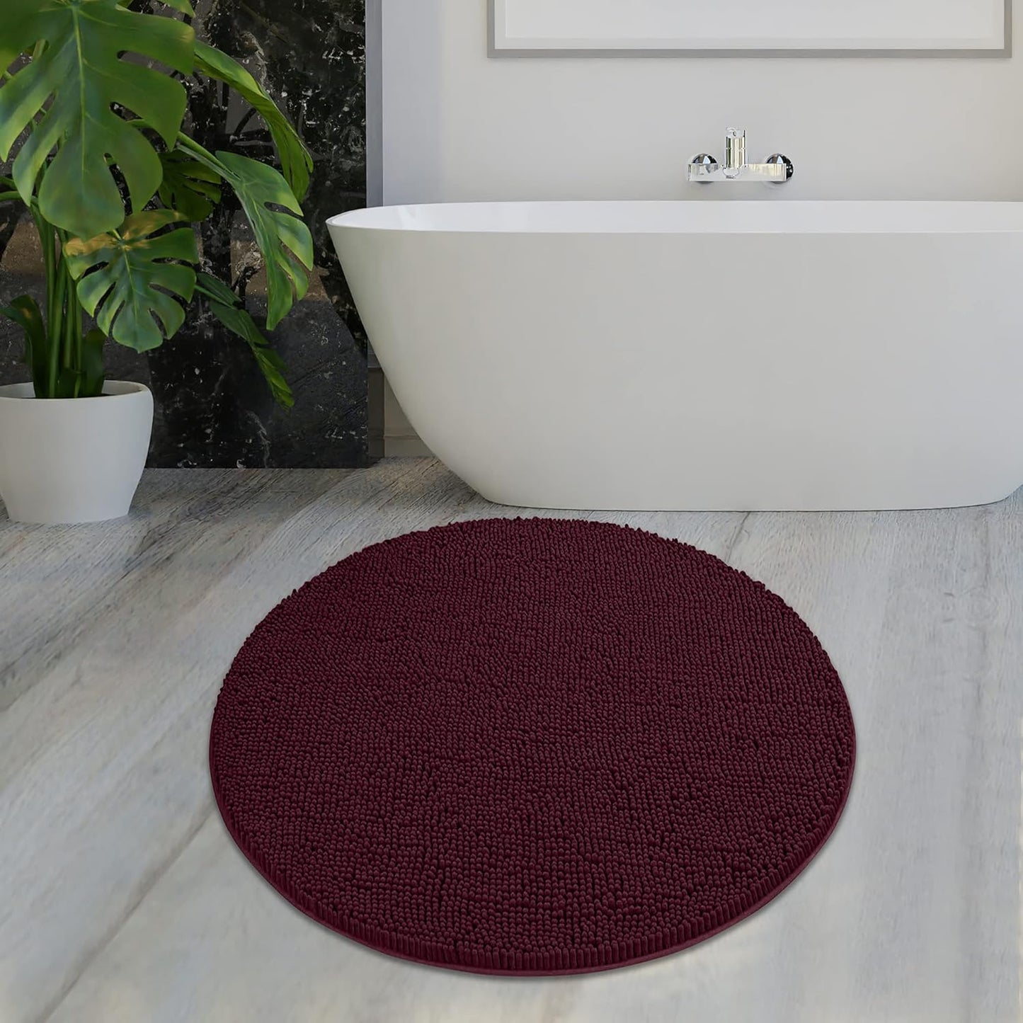 MAYSHINE Round Area Rug Set for Bathroom - Soft Plush Chenille