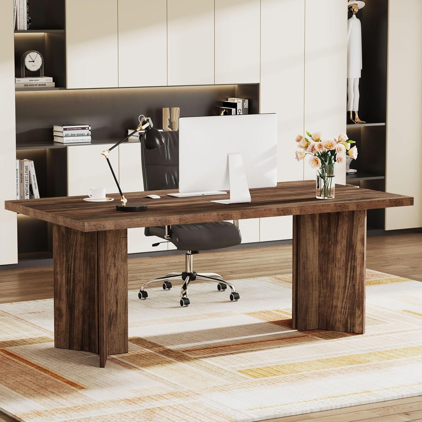 Tribesigns 63-inch Executive Desk: Vintage Style & Spacious Design