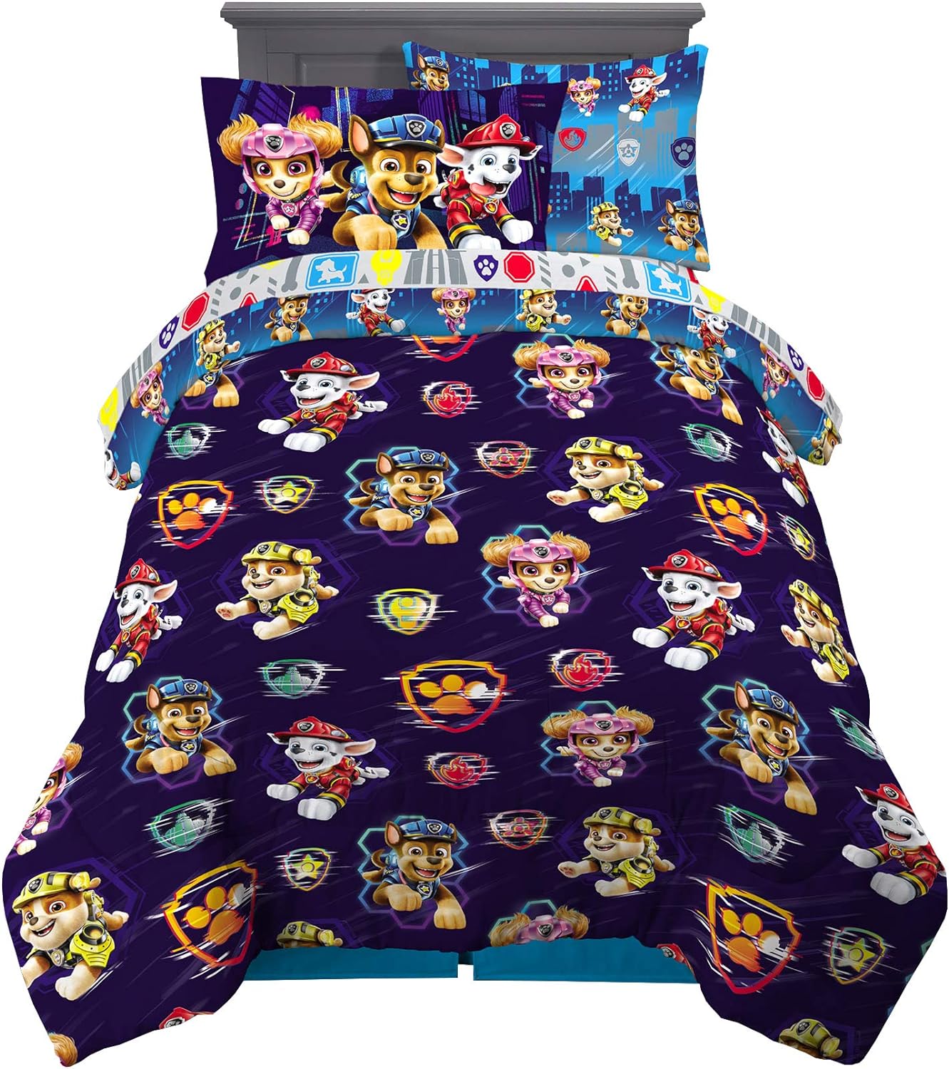 Paw Patrol Movie Twin Size Comforter and Sheet Set for Kids