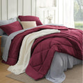 California King Comforter Set 7-Piece Reversible Burgundy - All-Season