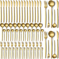 60 Pieces Gold Stainless Steel Silverware Set for 12 - Elegant