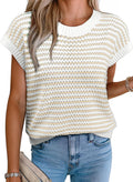 EVALESS Striped Sweater Vest Pullover Tank Top - Lightweight Summer in
