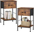 Stylish WLIVE Nightstand Set of 2 with Fabric Storage Drawer