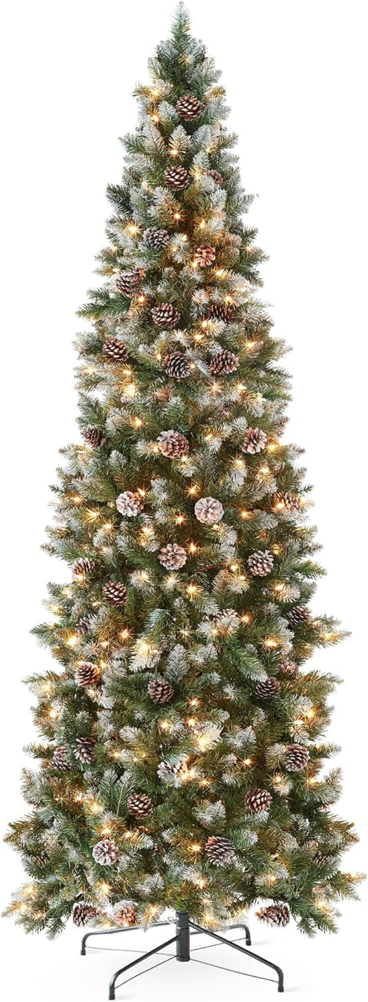 9ft Pre-lit Pencil Christmas Tree for Festive Holiday Decor