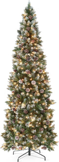 Pre-lit 6ft Pre-frosted Pencil Christmas Tree - Slim, 250 Lights