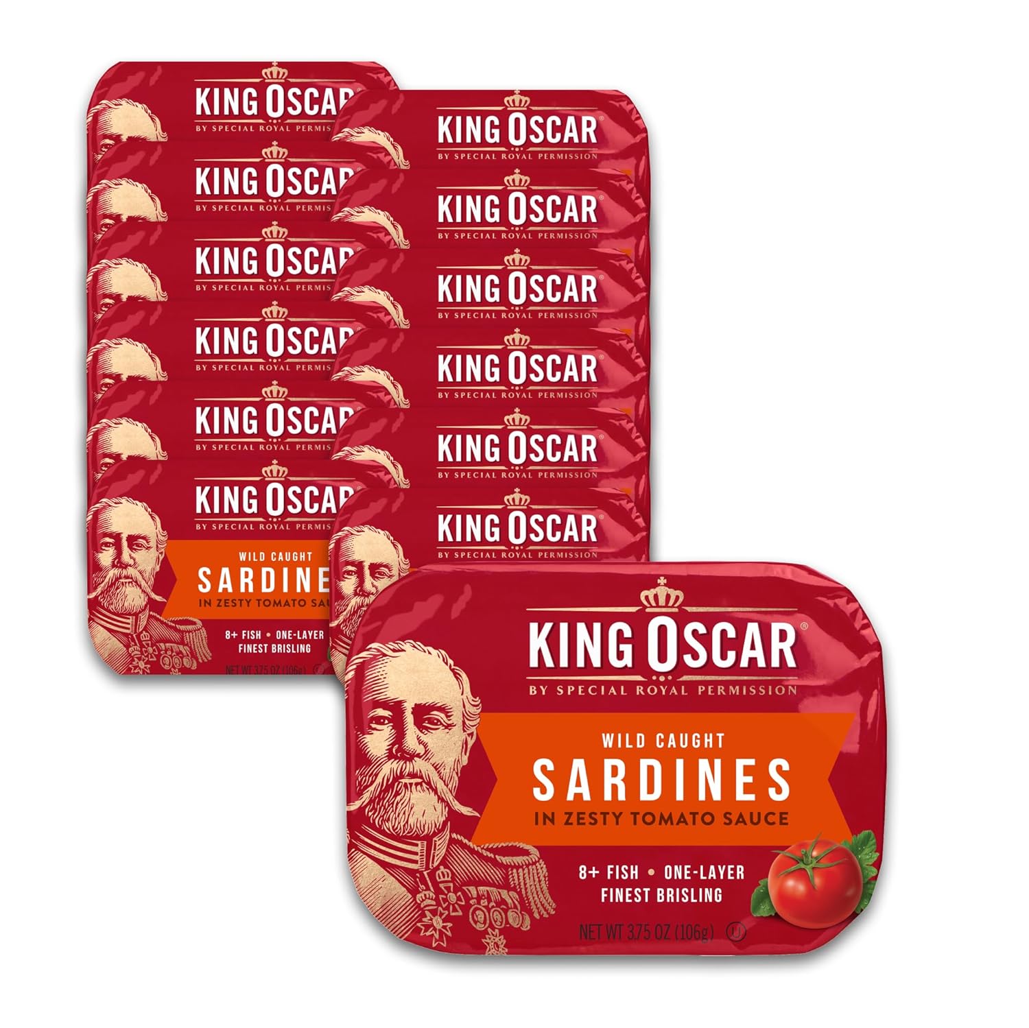 King Oscar Premium Sardines in Zesty Tomato Sauce, 12 Cans