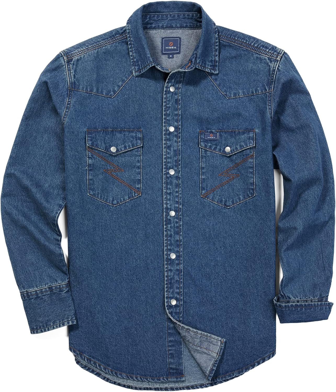 HISEA Men's Denim Work Shirt: Durable & Comfortable Fit
