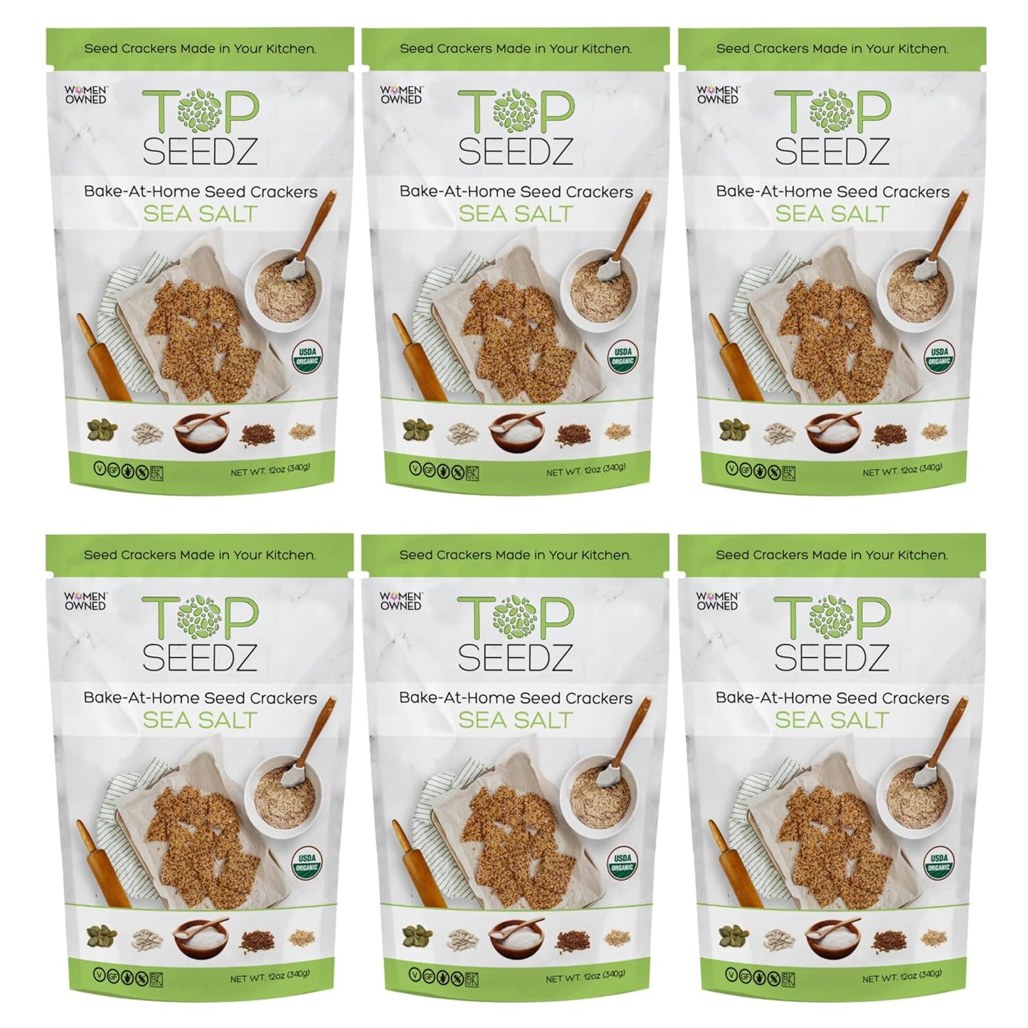 Top Seedz Bake-At-Home Sea Salt Cracker Mix - 6-Pack Delight