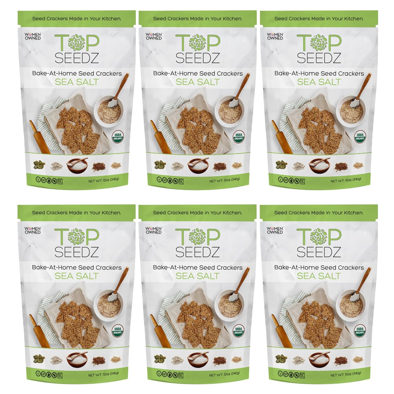 Top Seedz Bake-At-Home Sea Salt Cracker Mix - 6-Pack Delight