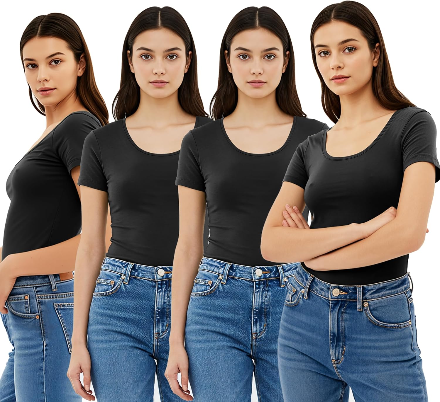 Emmalise Women's Short Sleeve Scoop Neck Tee Value Pack
