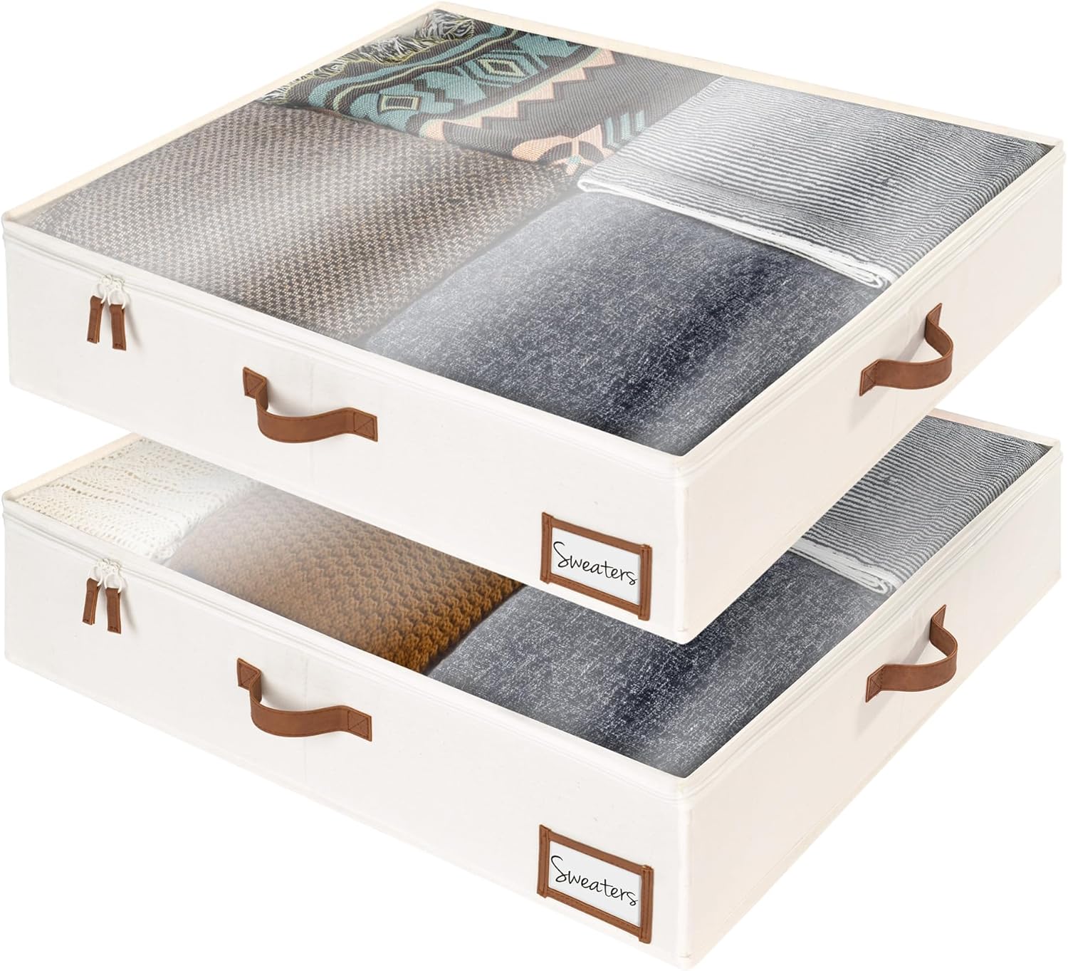 Underbed Storage Box for Clothes, Sturdy Organizer 2 Pack