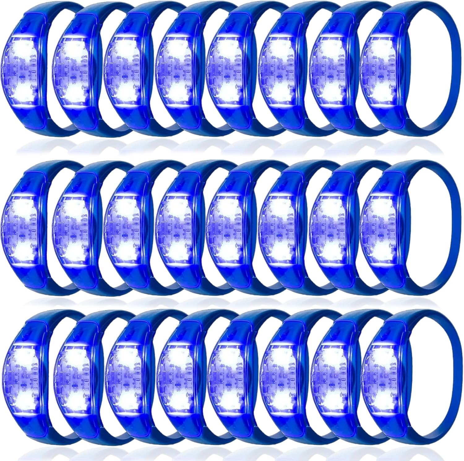 24 Pcs LED Glow Bracelets for Parties and Concerts - Blue