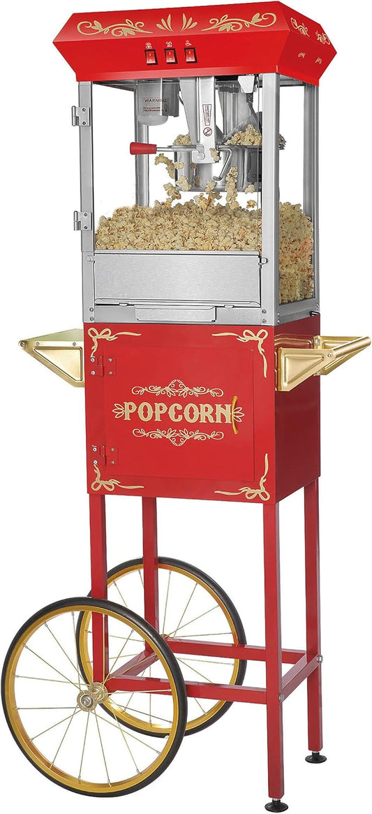 Stainless Steel 8oz Popcorn Machine Set - Red