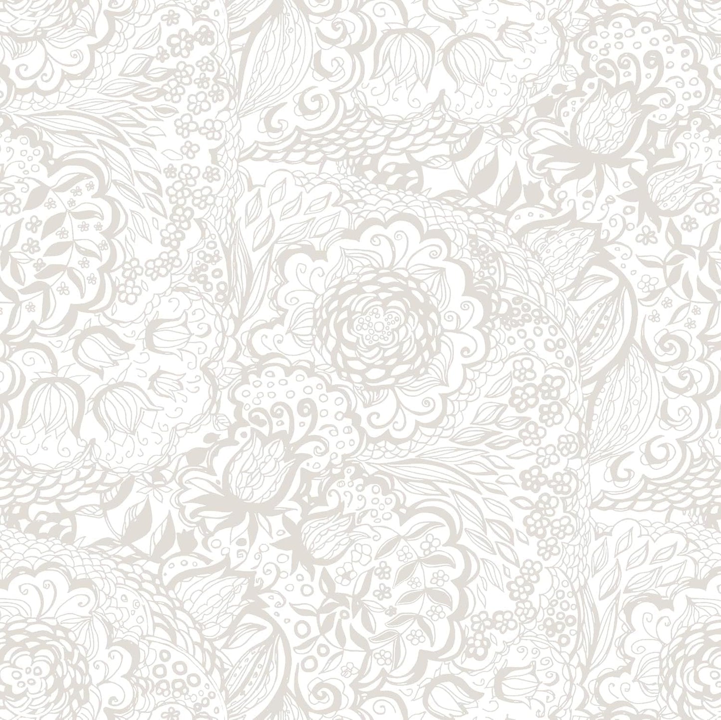 Peel and Stick Wallpaper Boho Grey White Floral for Home Decor