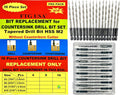 FTG USA 16 Pc #8 11/64ft Tapered Countersink Drill Bit Set