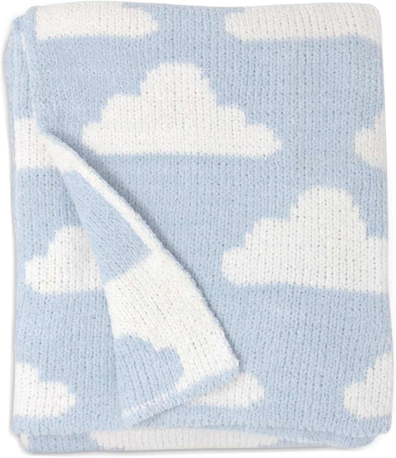 Living Textiles Blue Clouds Chenille Baby Blanket for Comfort