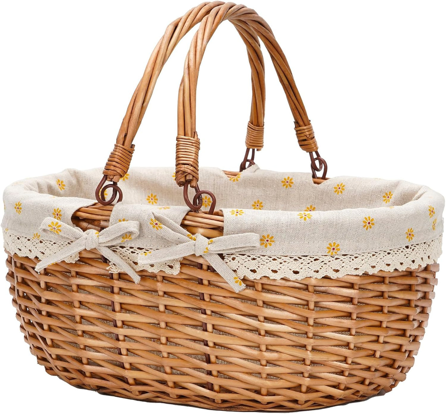 Wicker Picnic Basket with Double Folding Handles for All Occasions