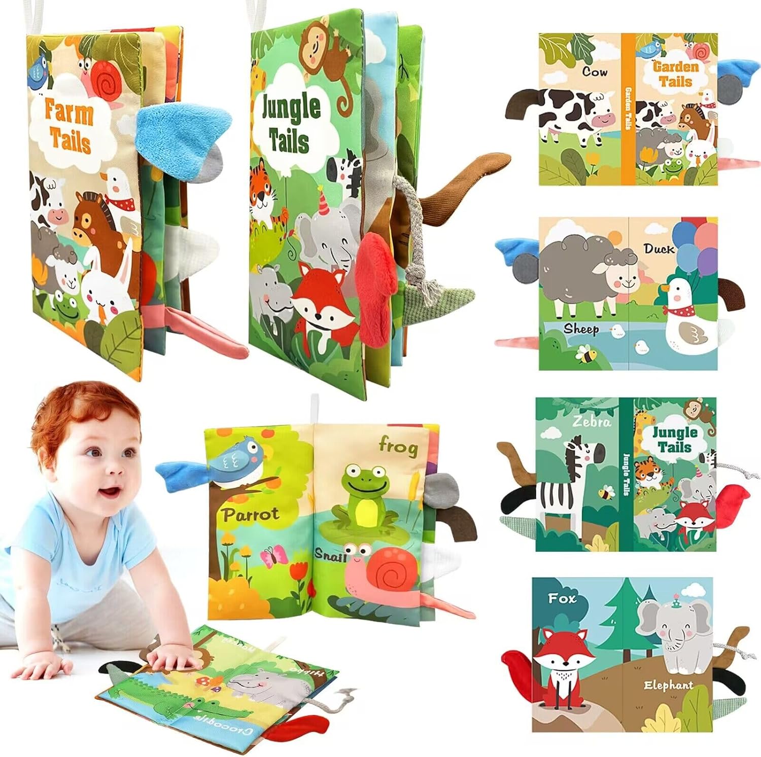 High Contrast Baby Soft Cloth Book Set - Stimulate Senses & Development