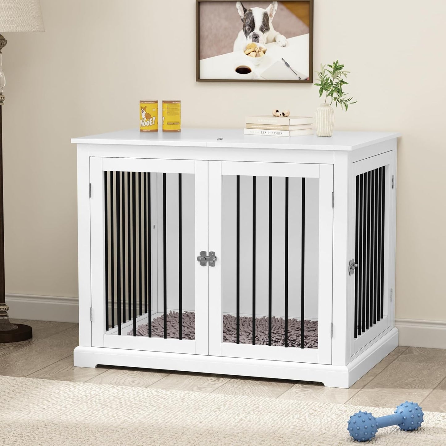 Stylish Dog Crate Furniture with Cushion for Large Dogs