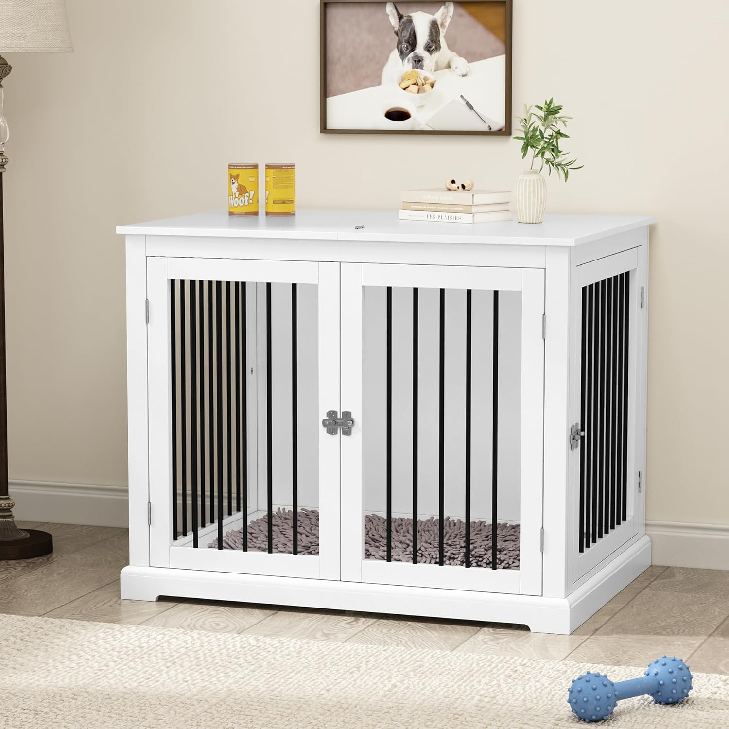 Stylish Dog Crate Furniture with Cushion for Large Dogs