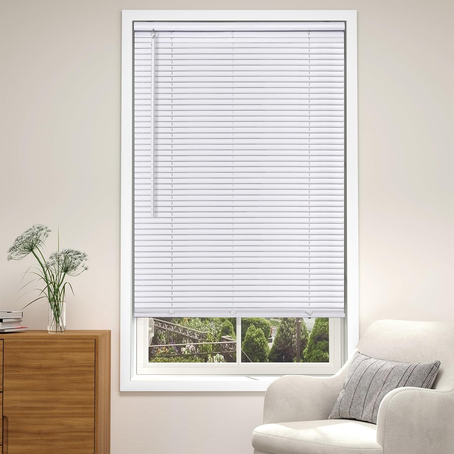 LazBlinds Cordless White 1in Room Darkening Vinyl Mini Blinds