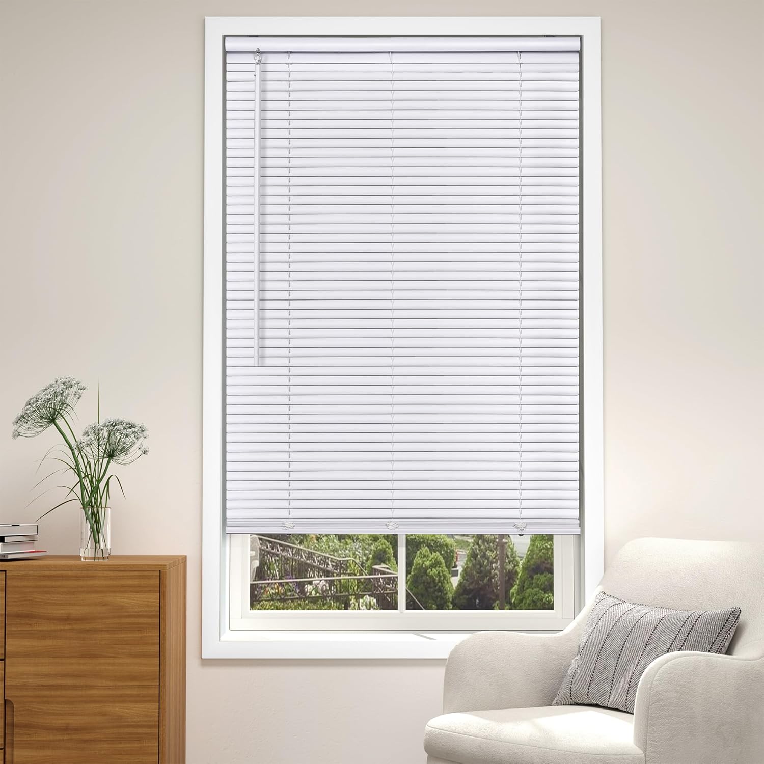 LazBlinds Cordless White 1in Room Darkening Vinyl Mini Blinds