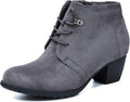 Womens Ankle Boots Lace-up Round Toe - Comfortable Low Heel Booties