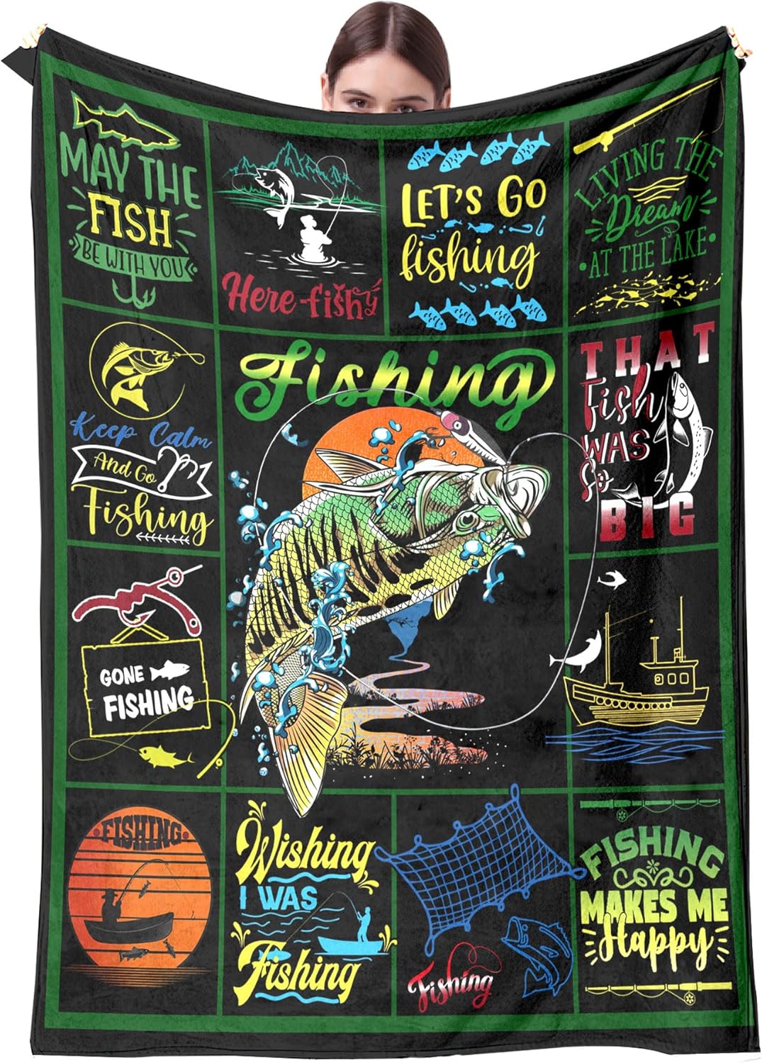 Funny Fish Fleece Blanket - Cozy Gift for Fishermen