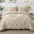Andency Full Comforter Set Khaki 3-Piece Pinch Pleat - All Season