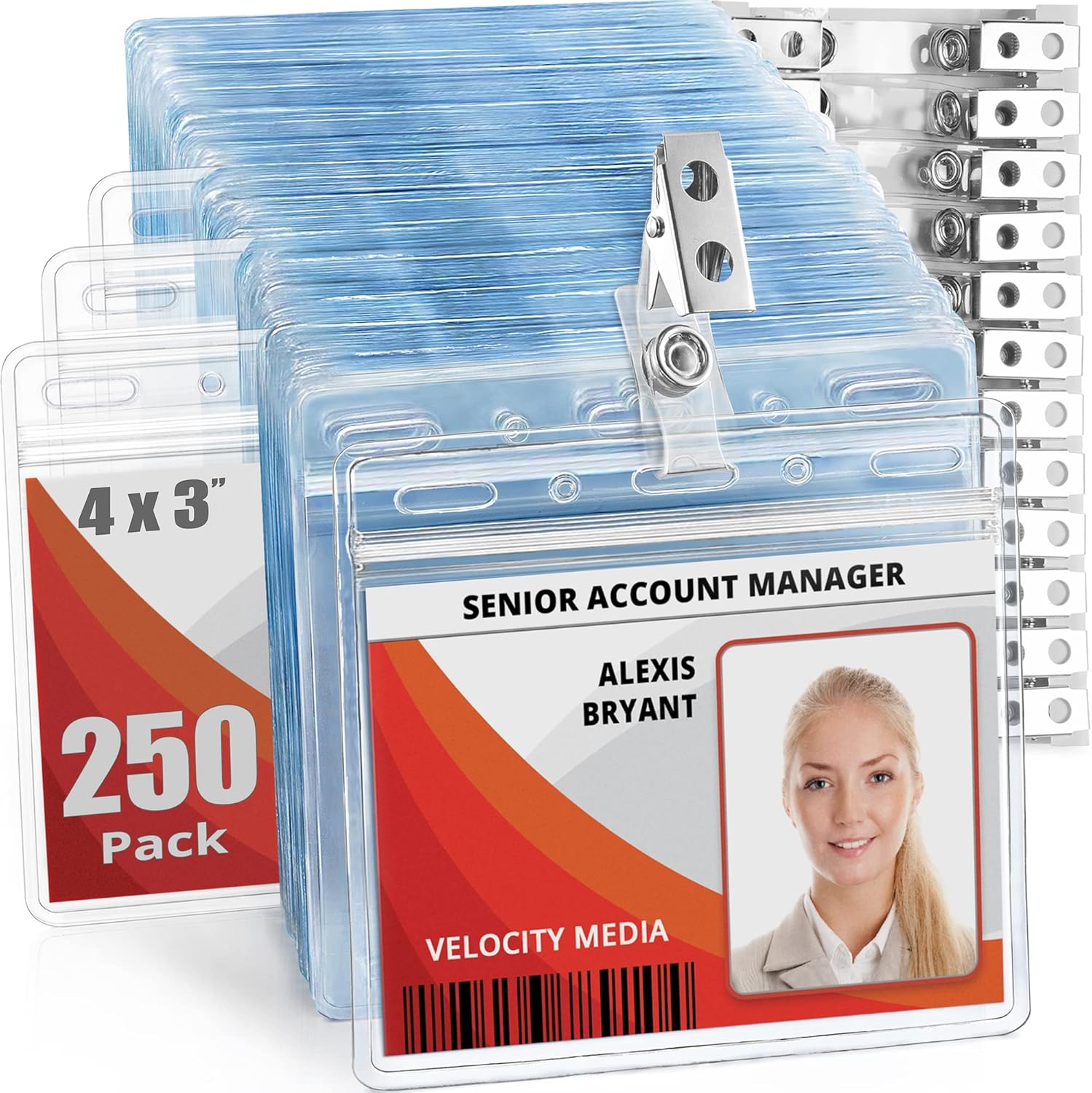 Mifflin Horizontal Card Protector with Metal Clip and Vinyl Straps